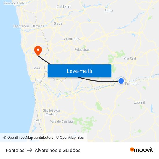 Fontelas to Alvarelhos e Guidões map