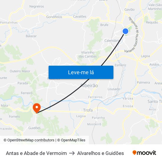 Antas e Abade de Vermoim to Alvarelhos e Guidões map