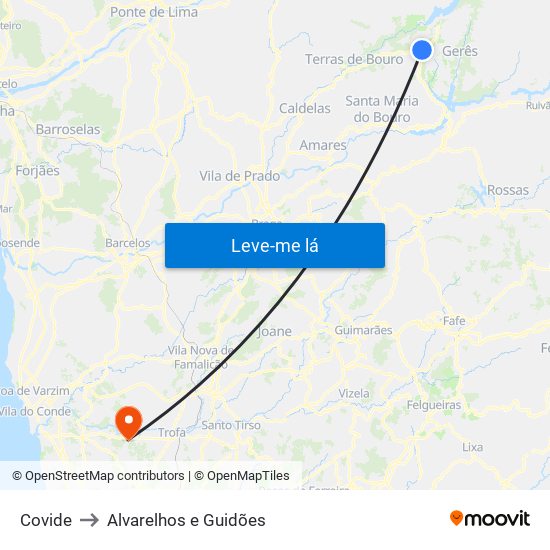 Covide to Alvarelhos e Guidões map