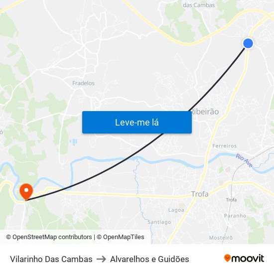 Vilarinho Das Cambas to Alvarelhos e Guidões map