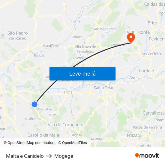 Malta e Canidelo to Mogege map