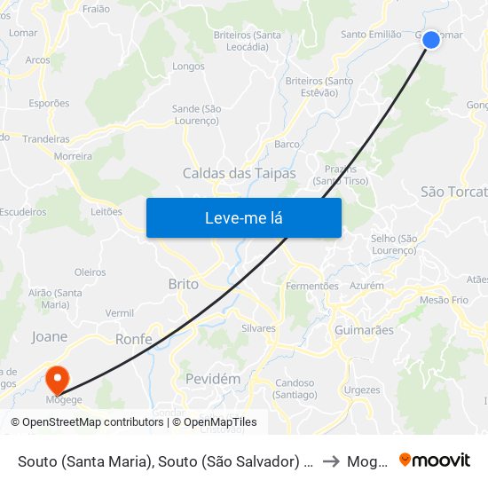 Souto (Santa Maria), Souto (São Salvador) e Gondomar to Mogege map