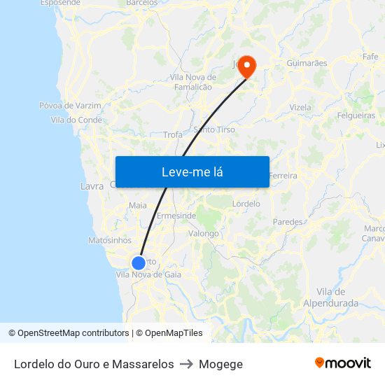 Lordelo do Ouro e Massarelos to Mogege map