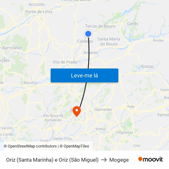 Oriz (Santa Marinha) e Oriz (São Miguel) to Mogege map