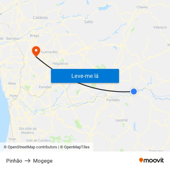 Pinhão to Mogege map