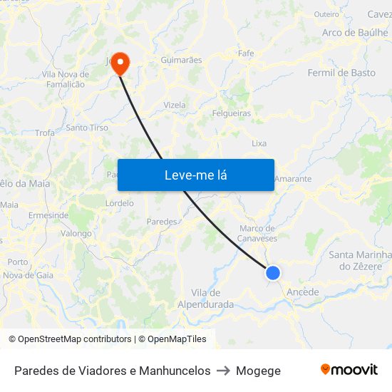 Paredes de Viadores e Manhuncelos to Mogege map