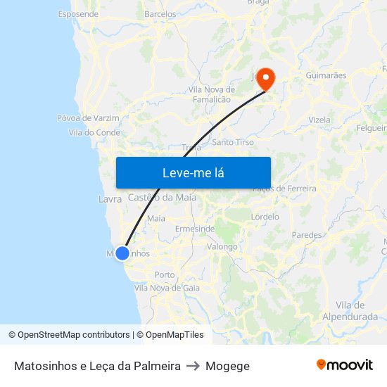 Matosinhos e Leça da Palmeira to Mogege map