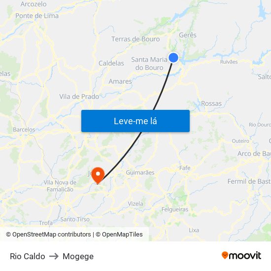 Rio Caldo to Mogege map