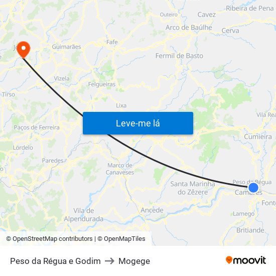 Peso da Régua e Godim to Mogege map