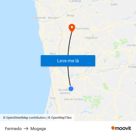Fermedo to Mogege map
