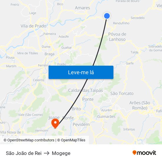 São João de Rei to Mogege map
