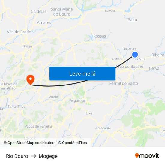 Rio Douro to Mogege map