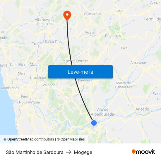 São Martinho de Sardoura to Mogege map