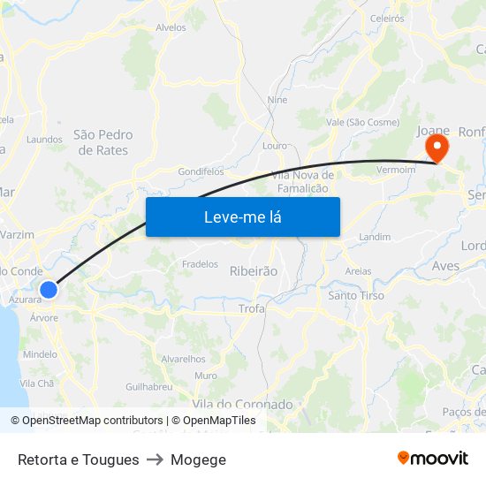 Retorta e Tougues to Mogege map