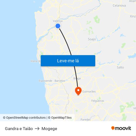 Gandra e Taião to Mogege map