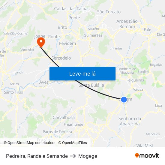 Pedreira, Rande e Sernande to Mogege map