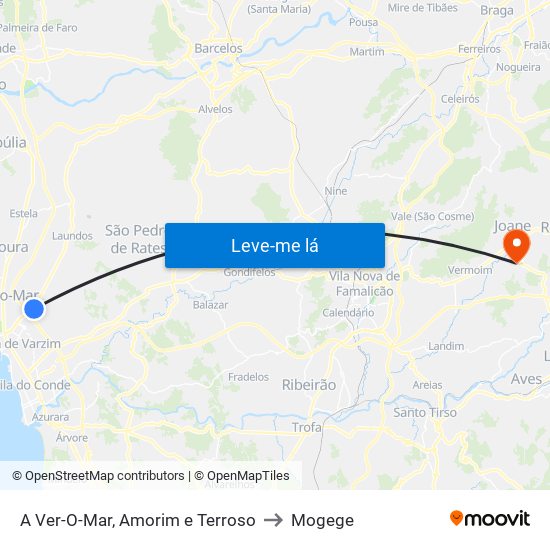 A Ver-O-Mar, Amorim e Terroso to Mogege map