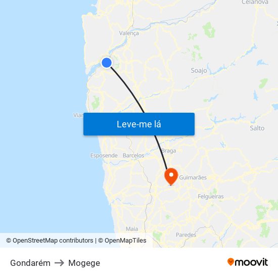 Gondarém to Mogege map