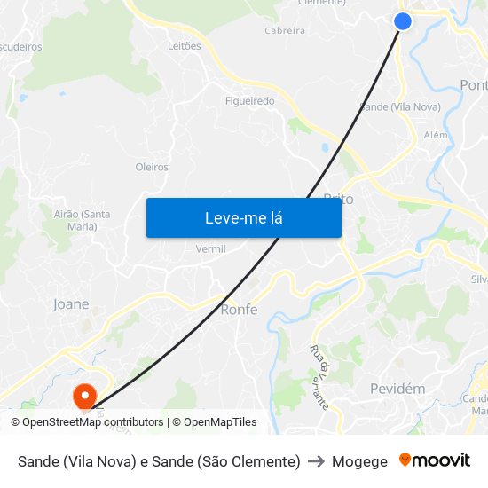 Sande (Vila Nova) e Sande (São Clemente) to Mogege map