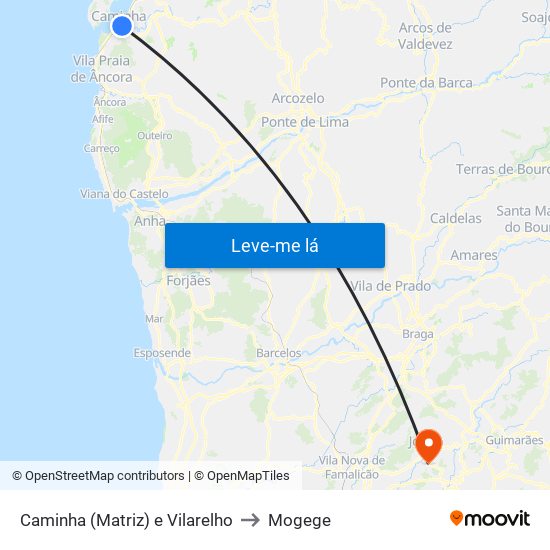 Caminha (Matriz) e Vilarelho to Mogege map