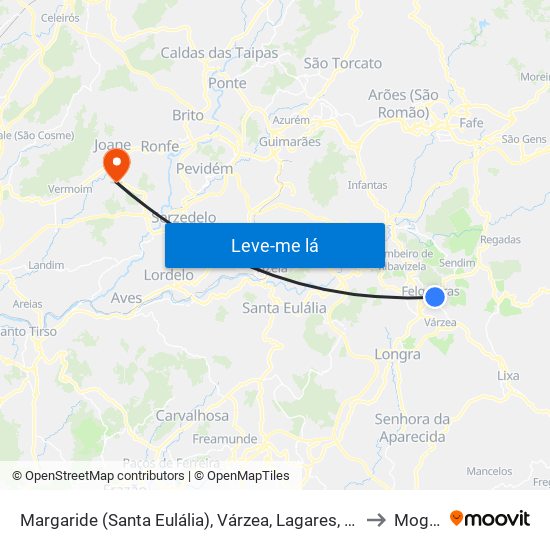 Margaride (Santa Eulália), Várzea, Lagares, Varziela e Moure to Mogege map