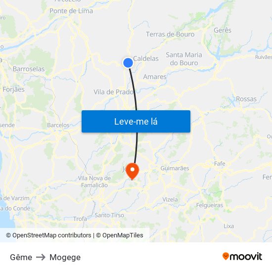 Gême to Mogege map