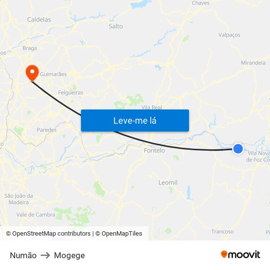 Numão to Mogege map