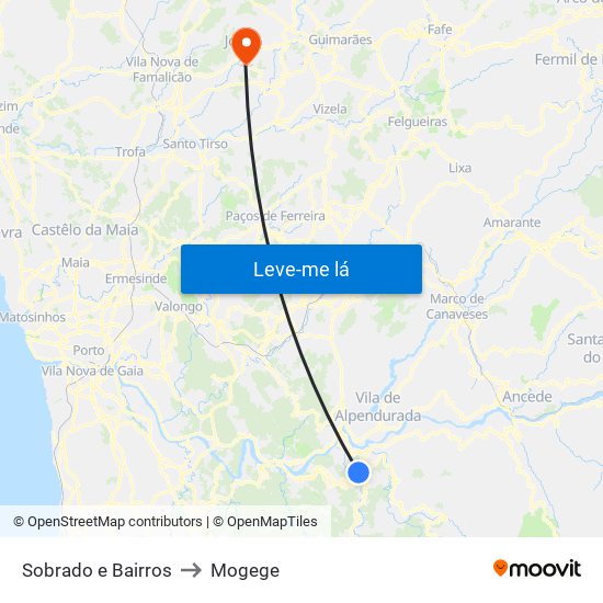 Sobrado e Bairros to Mogege map