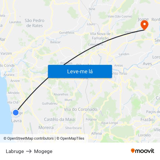 Labruge to Mogege map