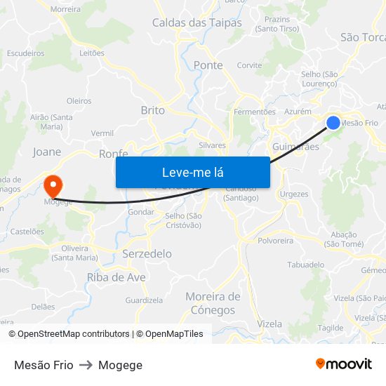 Mesão Frio to Mogege map