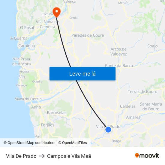 Vila De Prado to Campos e Vila Meã map