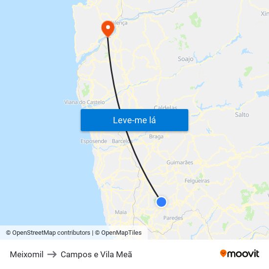 Meixomil to Campos e Vila Meã map