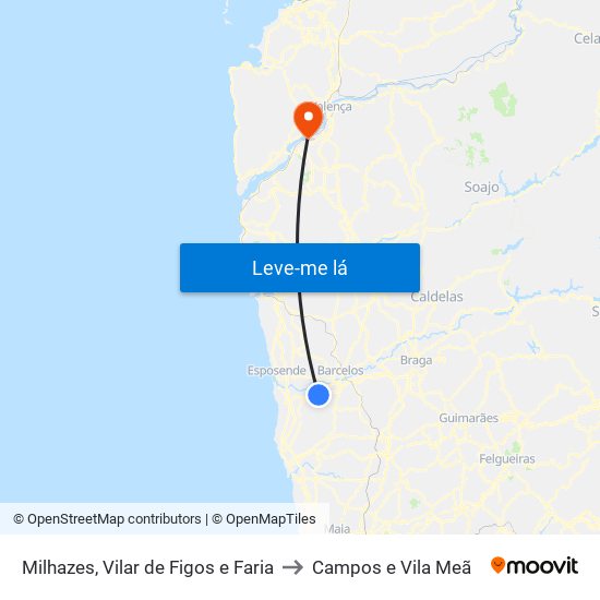 Milhazes, Vilar de Figos e Faria to Campos e Vila Meã map