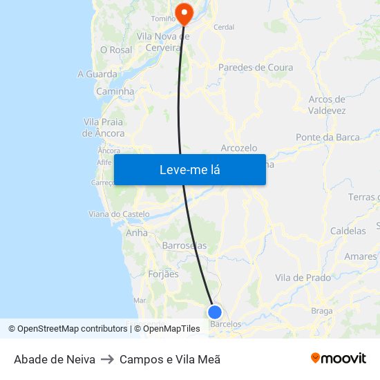 Abade de Neiva to Campos e Vila Meã map