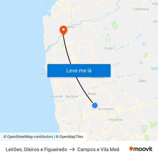 Leitões, Oleiros e Figueiredo to Campos e Vila Meã map