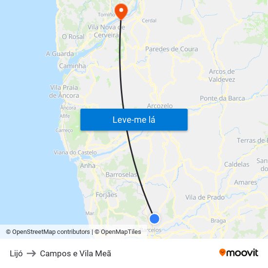 Lijó to Campos e Vila Meã map