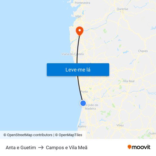 Anta e Guetim to Campos e Vila Meã map