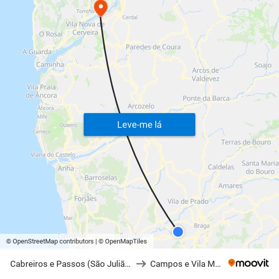 Cabreiros e Passos (São Julião) to Campos e Vila Meã map