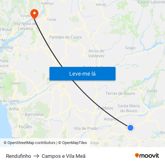 Rendufinho to Campos e Vila Meã map