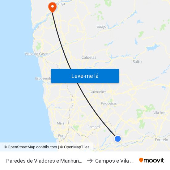 Paredes de Viadores e Manhuncelos to Campos e Vila Meã map