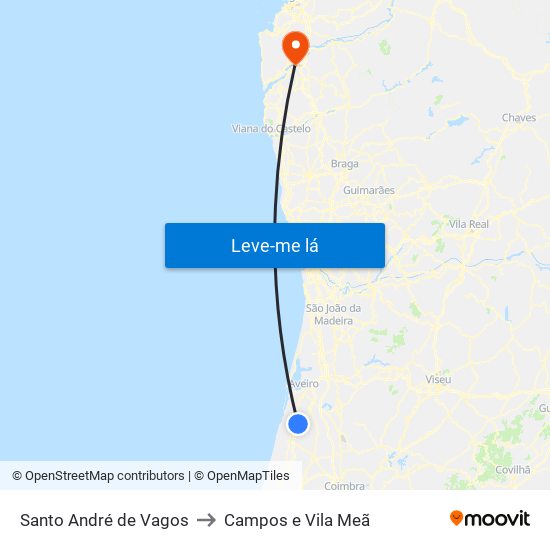 Santo André de Vagos to Campos e Vila Meã map