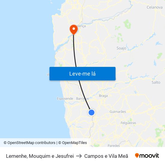 Lemenhe, Mouquim e Jesufrei to Campos e Vila Meã map