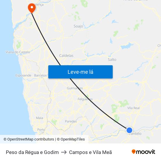 Peso da Régua e Godim to Campos e Vila Meã map