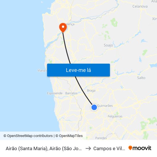 Airão (Santa Maria), Airão (São João) e Vermil to Campos e Vila Meã map