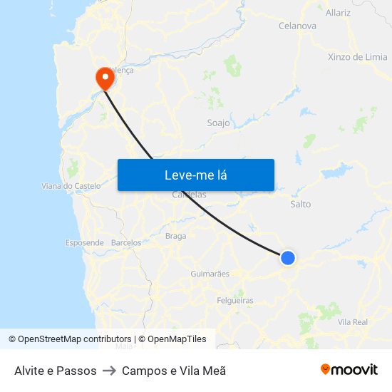 Alvite e Passos to Campos e Vila Meã map