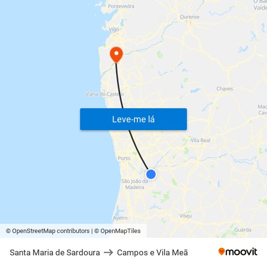 Santa Maria de Sardoura to Campos e Vila Meã map