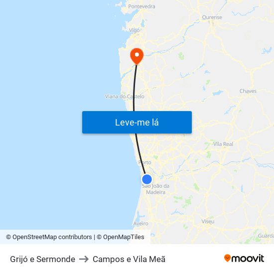 Grijó e Sermonde to Campos e Vila Meã map