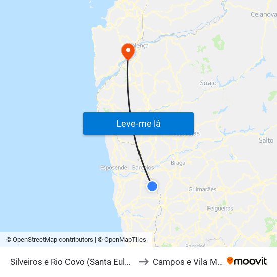 Silveiros e Rio Covo (Santa Eulália) to Campos e Vila Meã map