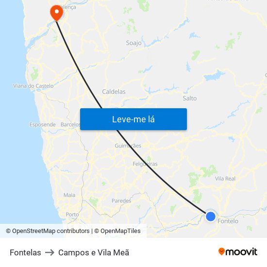 Fontelas to Campos e Vila Meã map