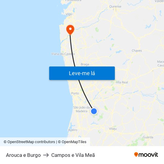 Arouca e Burgo to Campos e Vila Meã map